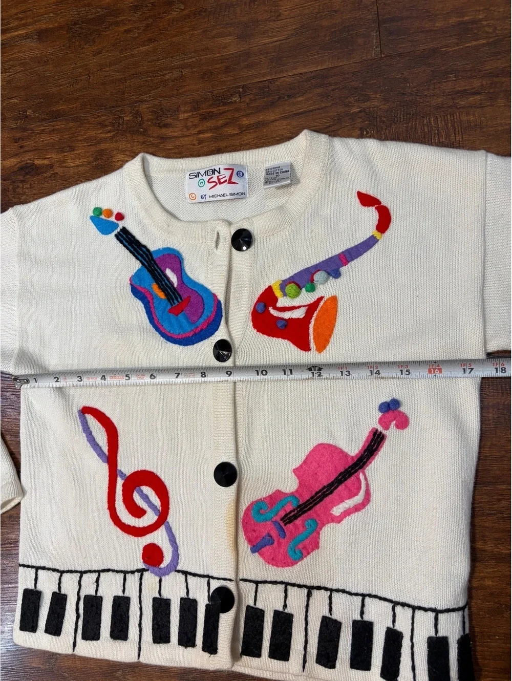 Vintage Simon Sez by Michael Simon instruments cardigan sz 10